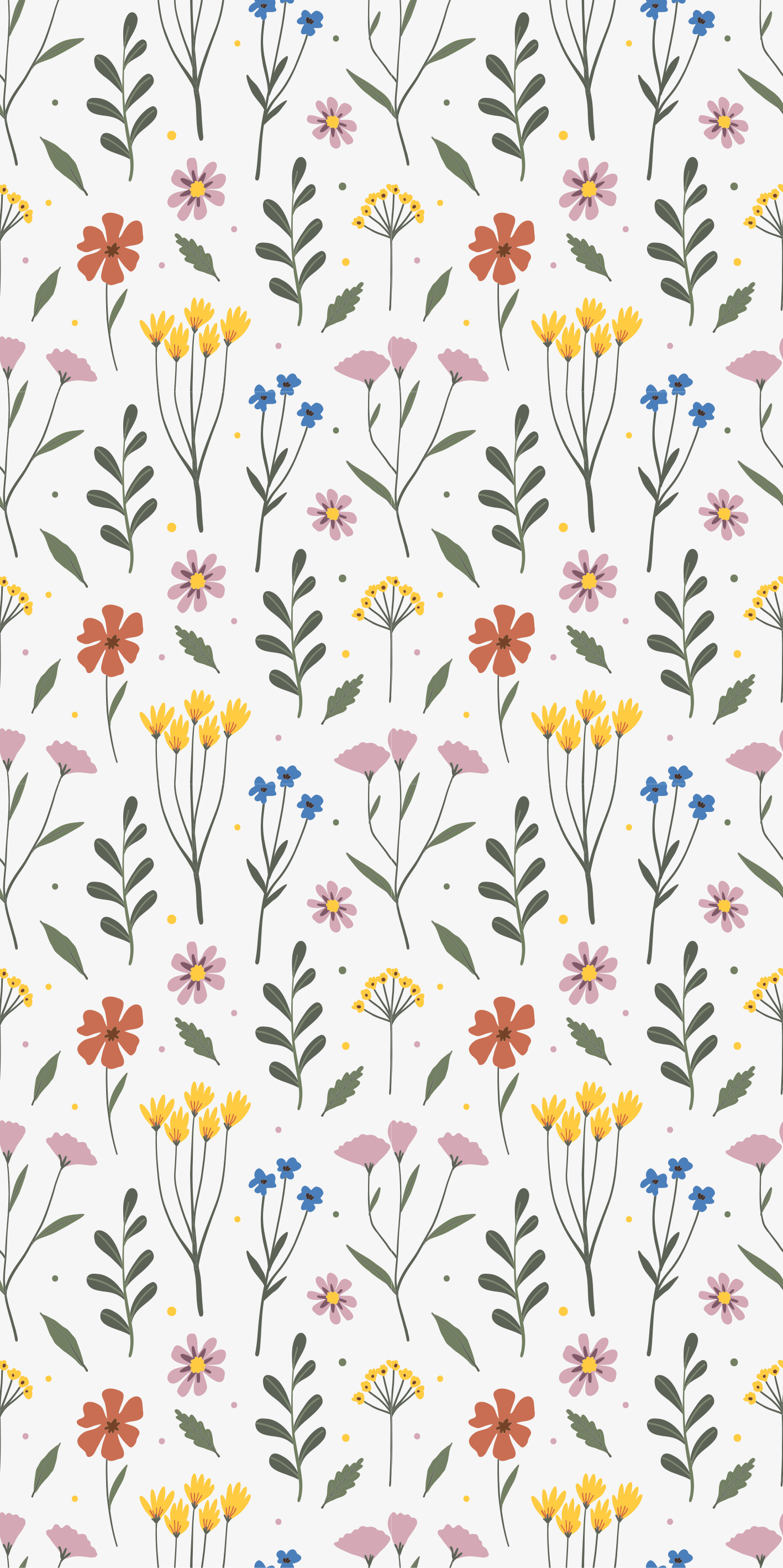 Vinylmatta blommor och växter i flerfärgat mönster - Tenstickers