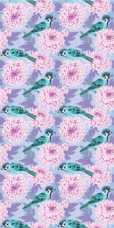 Vinylmatta blommor och växter rosa trädgårdsblommor - Tenstickers