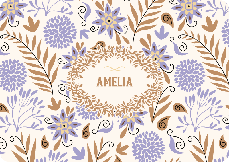 Vinylmatta blommor och växter handmålat vintage mönster - Tenstickers