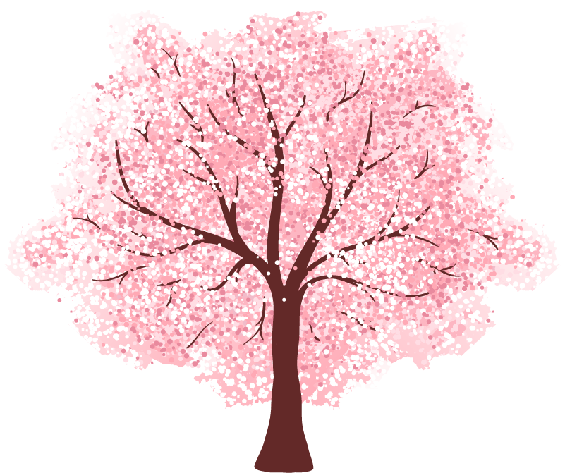 Vinylmatta blommor och växter körsbärsträd i blom - Tenstickers
