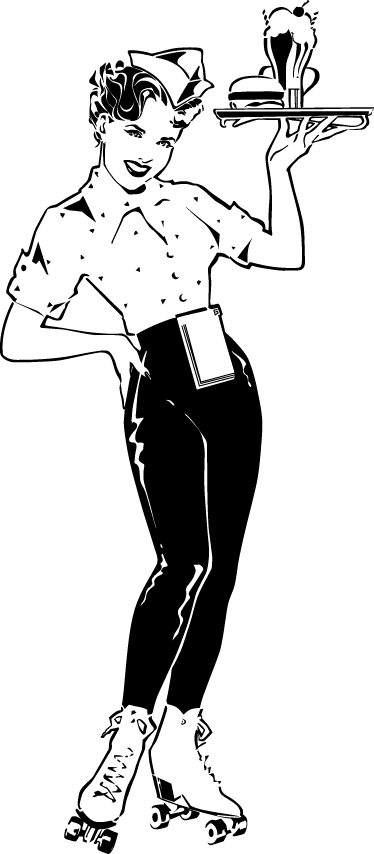 Vinylmatta kök vintage servitris - Tenstickers