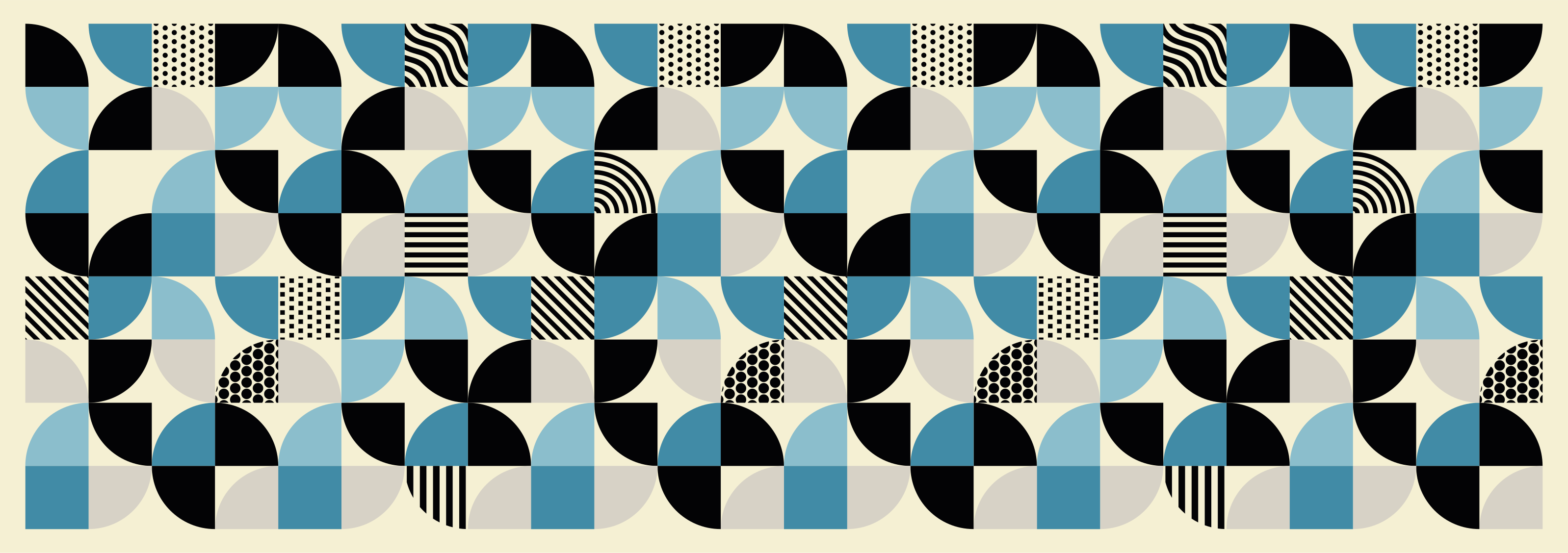 Vinylmatta matsal retro blå bauhausmönster - Tenstickers