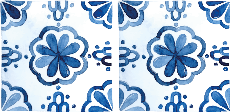 Vinylmatta matsal blommönster i cementplattor - Tenstickers