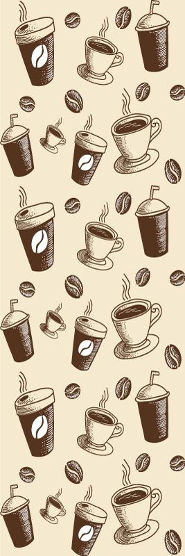Vinylmatta kök med mönster av kaffebönor och muggar - Tenstickers