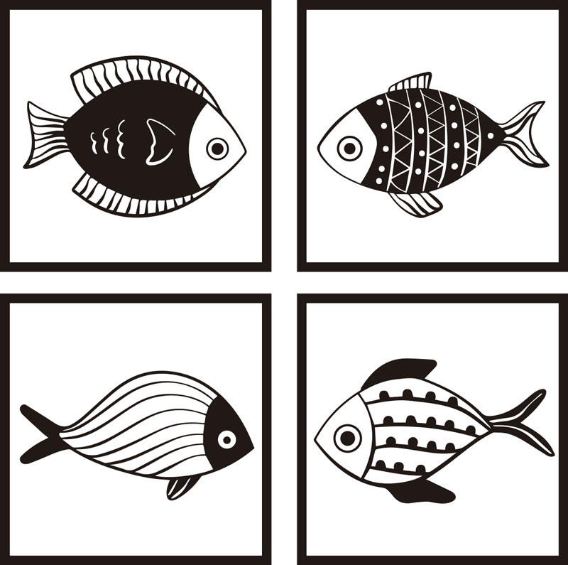 Vinylmatta badrum med vackra fiskmönster - Tenstickers