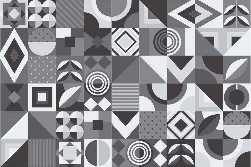 Vinylmatta badrum grå geometriska plattor - Tenstickers