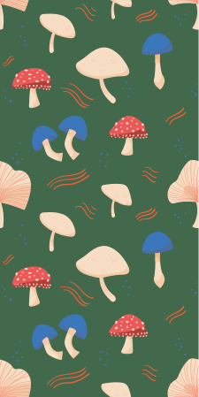 Vinylmatta blommor och växter röda och vita svampar - Tenstickers