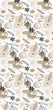 Vinylmatta blommor och växter stiligt rosa och beige mönster - Tenstickers