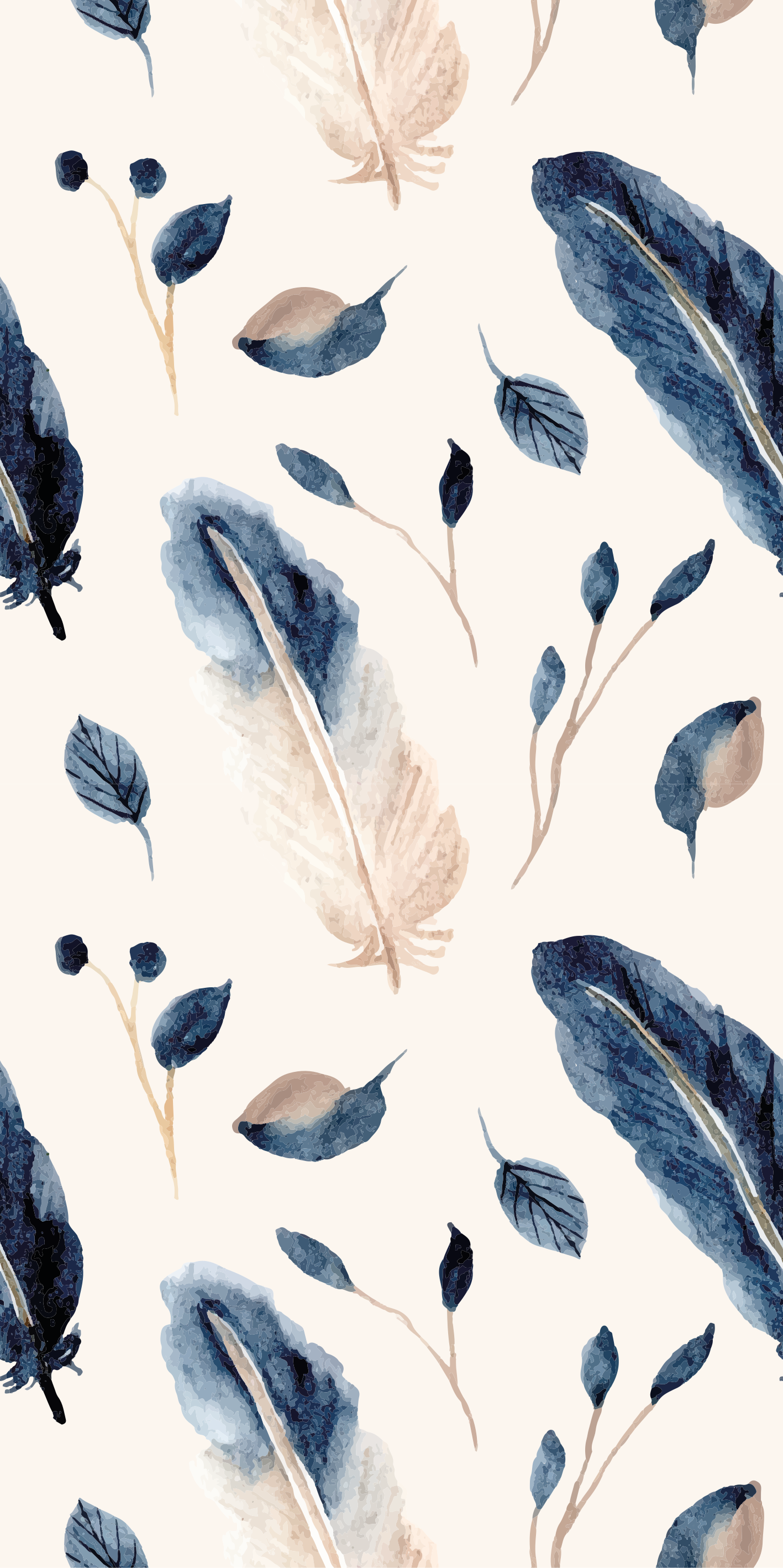 Vinylmatta blommor och växter svävande blad och fjädrar - Tenstickers