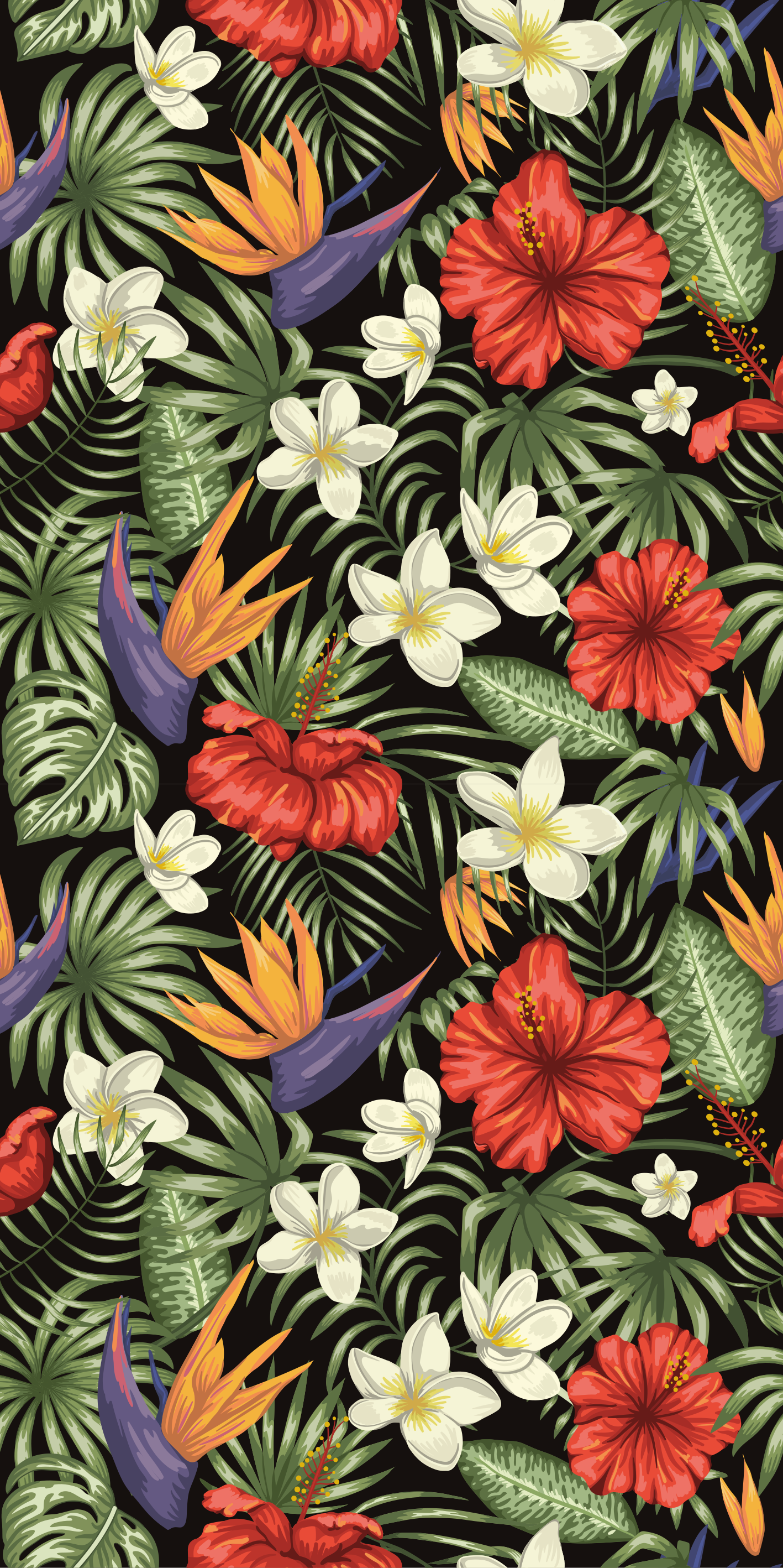 Vinylmatta blommor och växter tropisk djungelmönster - Tenstickers