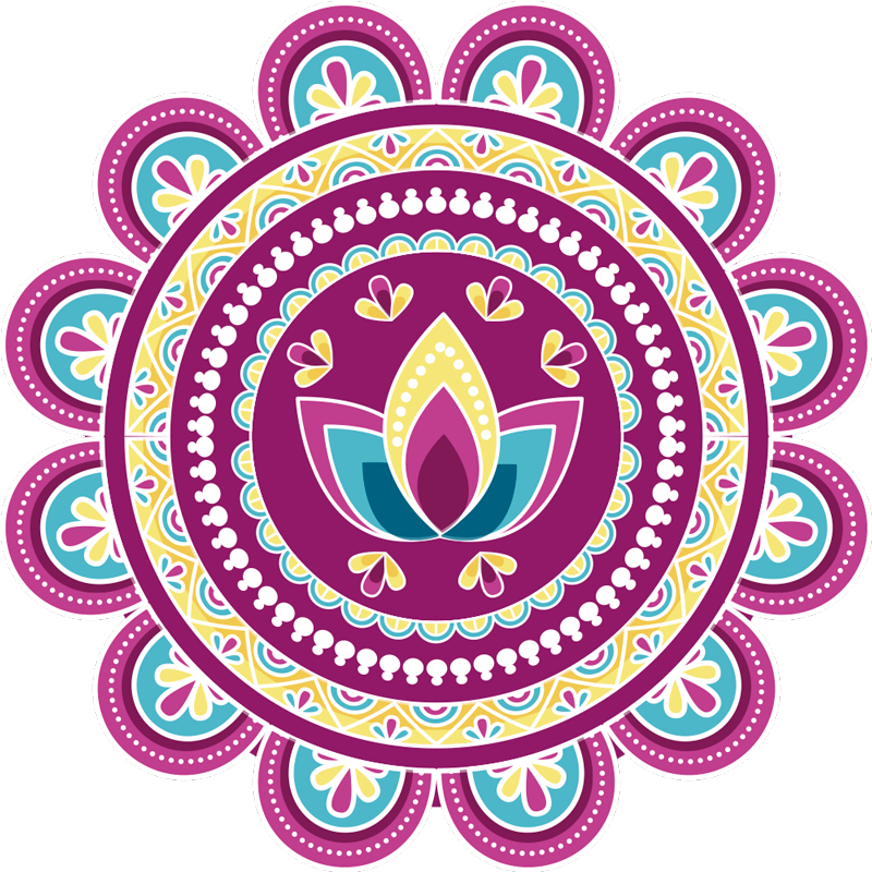 Vinylmatta blommor och växter färgglad lotus mandala - Tenstickers