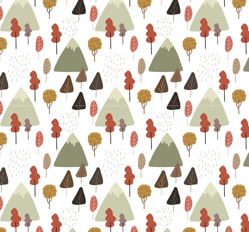 Vinylmatta blommor och växter med lekfulla trädmönster - Tenstickers