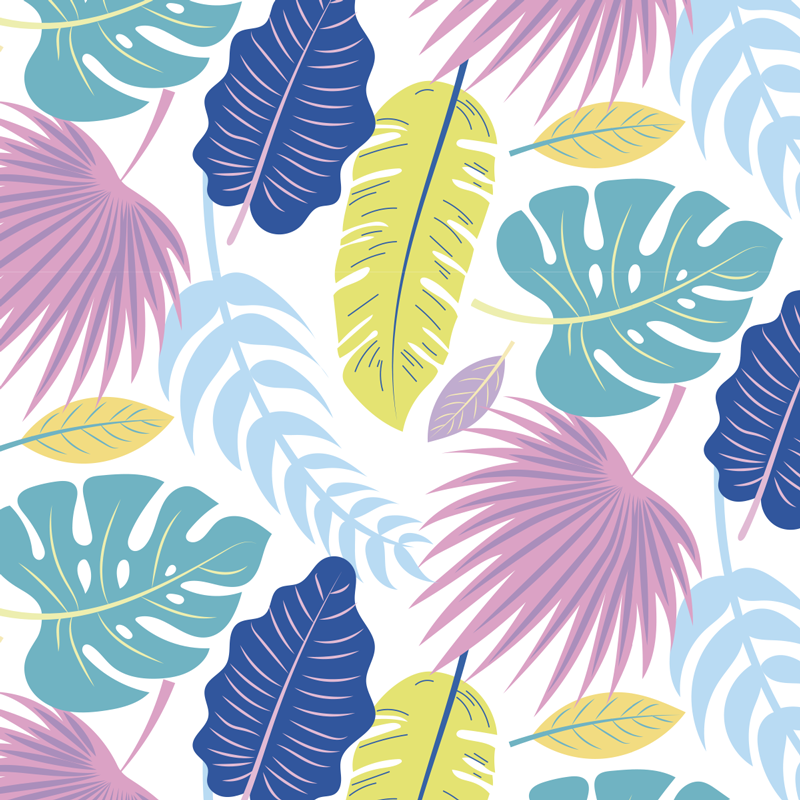 Vinylmatta blommor och växter färgglada bladmönster - Tenstickers