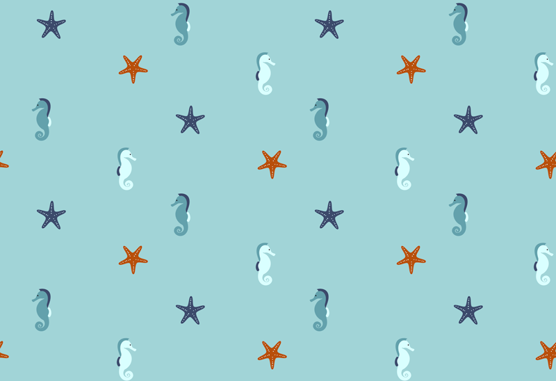 Vinylmatta blommor och växter sjöhästar och sjöstjärnor - Tenstickers