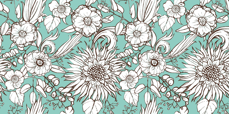 Vinylmatta blommor och växter blommönster kollektion - Tenstickers