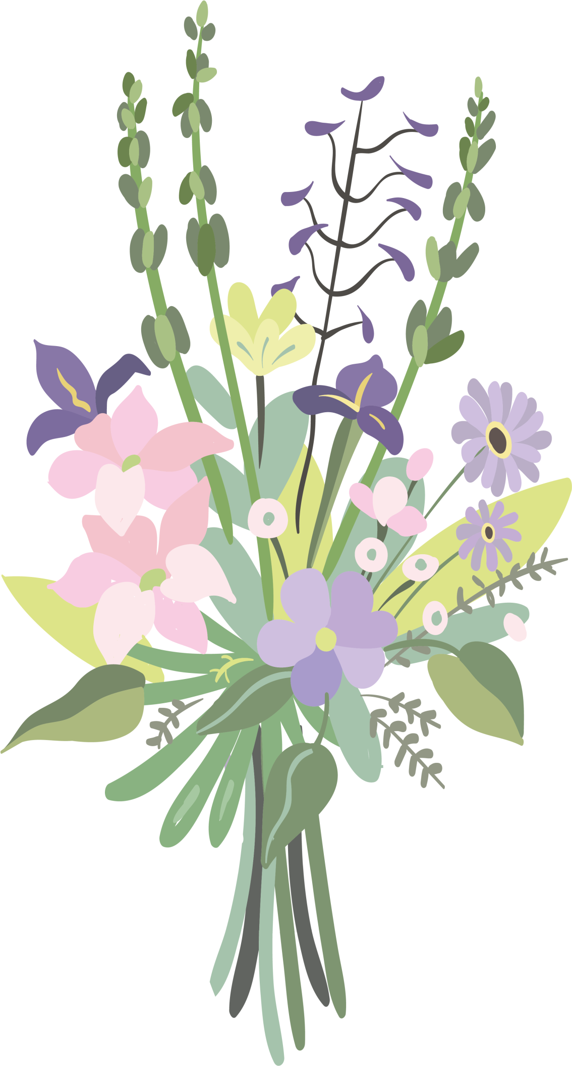 Vinylmatta blommor och växter färgglad blomsterbukett - Tenstickers