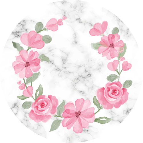 Vinylmatta sovrum blomsterkrans med marmor - Tenstickers