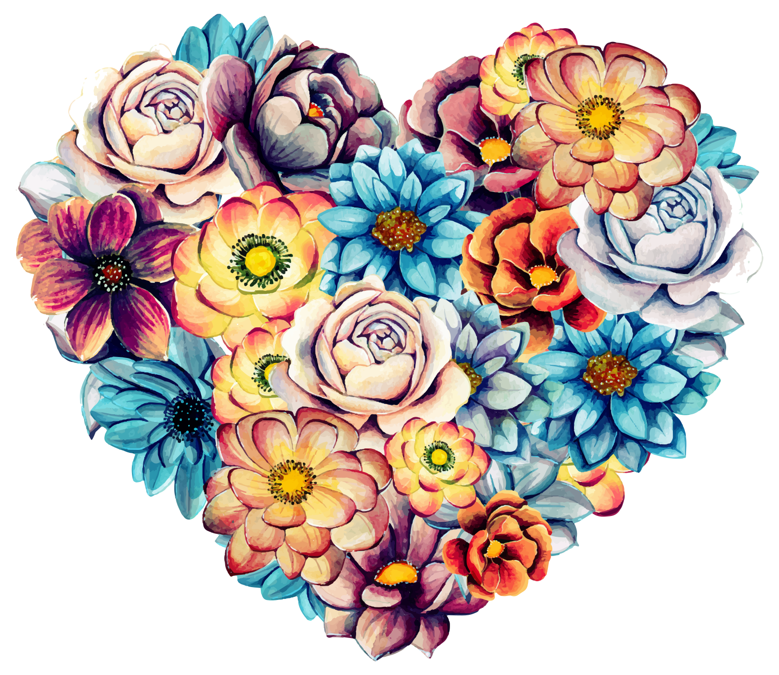 Vinylmatta sovrum hjärtformad blomsterarrangemang - Tenstickers