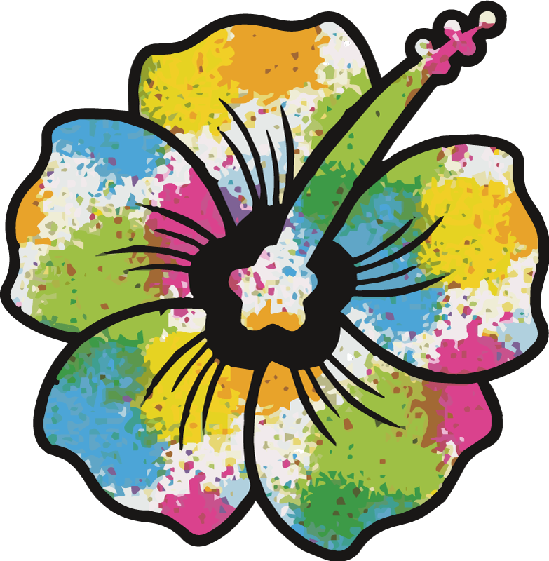 Vinylmatta sovrum färgglad hibiskusblomma - Tenstickers