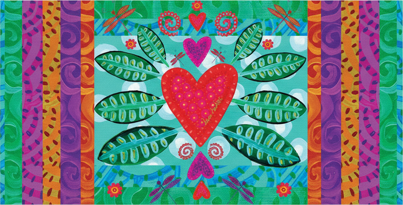 Vinylmatta vardagsrum färgglad röd hjärta - Tenstickers