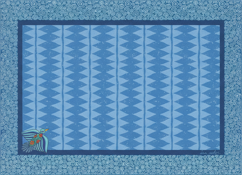 Vinylmatta vardagsrum blå fågelmönster - Tenstickers