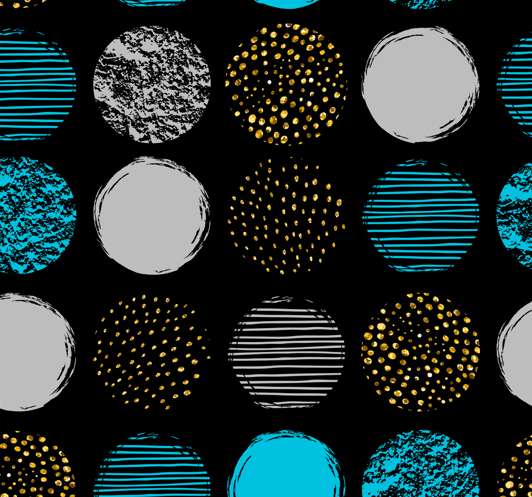 Vinylmatta geometrisk prickmönster på svart bakgrund - Tenstickers
