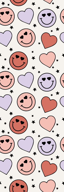 Vinylmatta sovrum med kärlek och hjärtan smileys - Tenstickers