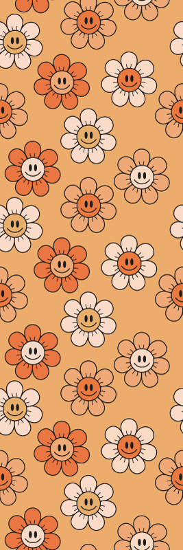 Vinylmatta sovrum orange nyanser leende ansikten - Tenstickers