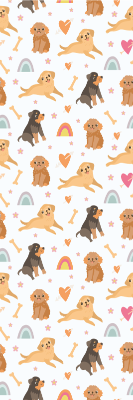 Vinylmatta sovrum söt hund och regnbåge mönster - Tenstickers