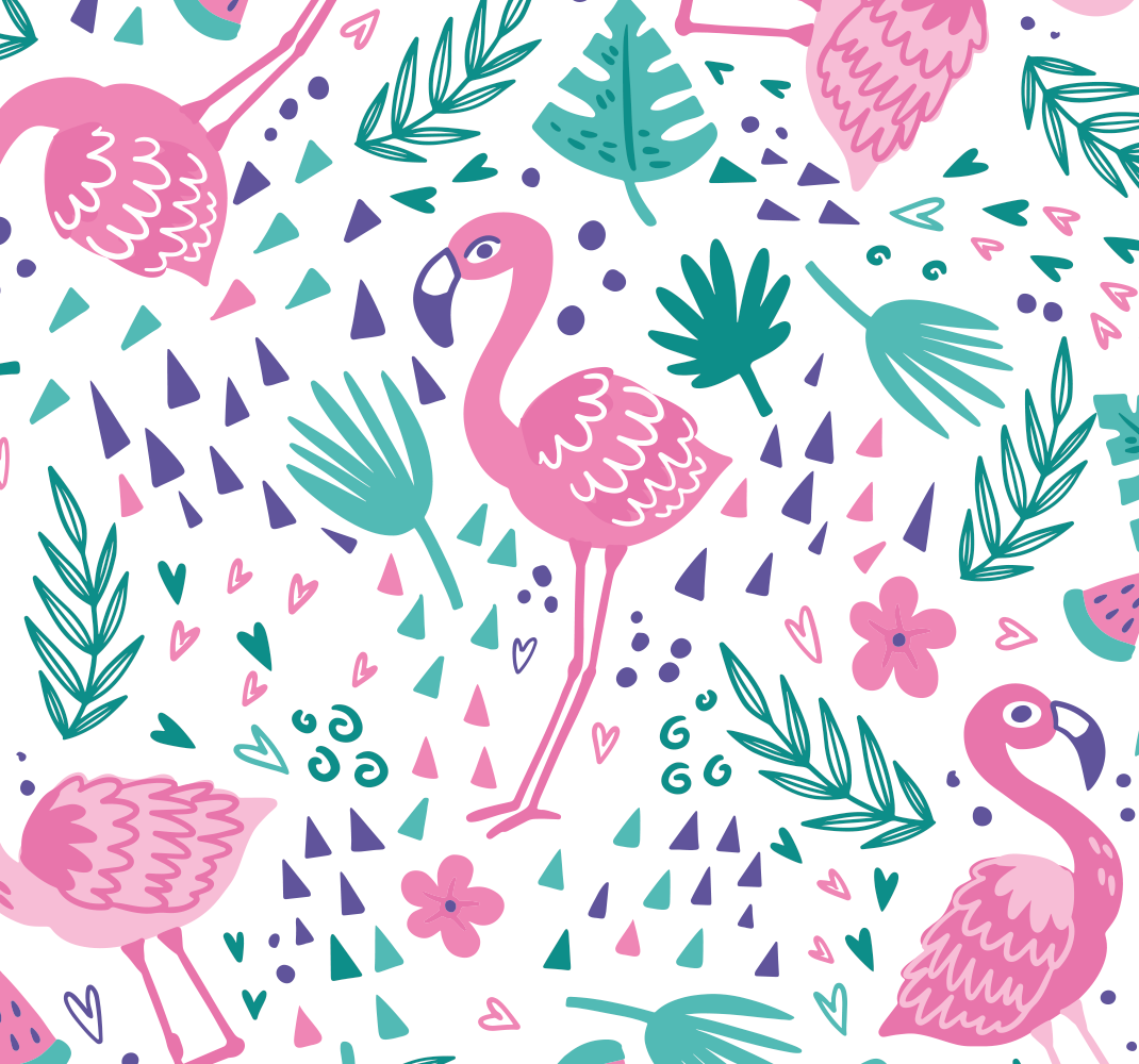 Flamingomönster vinylmatta sovrum - Tenstickers