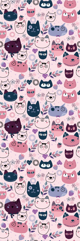 Vinylmatta sovrum rosa kattmönster - Tenstickers