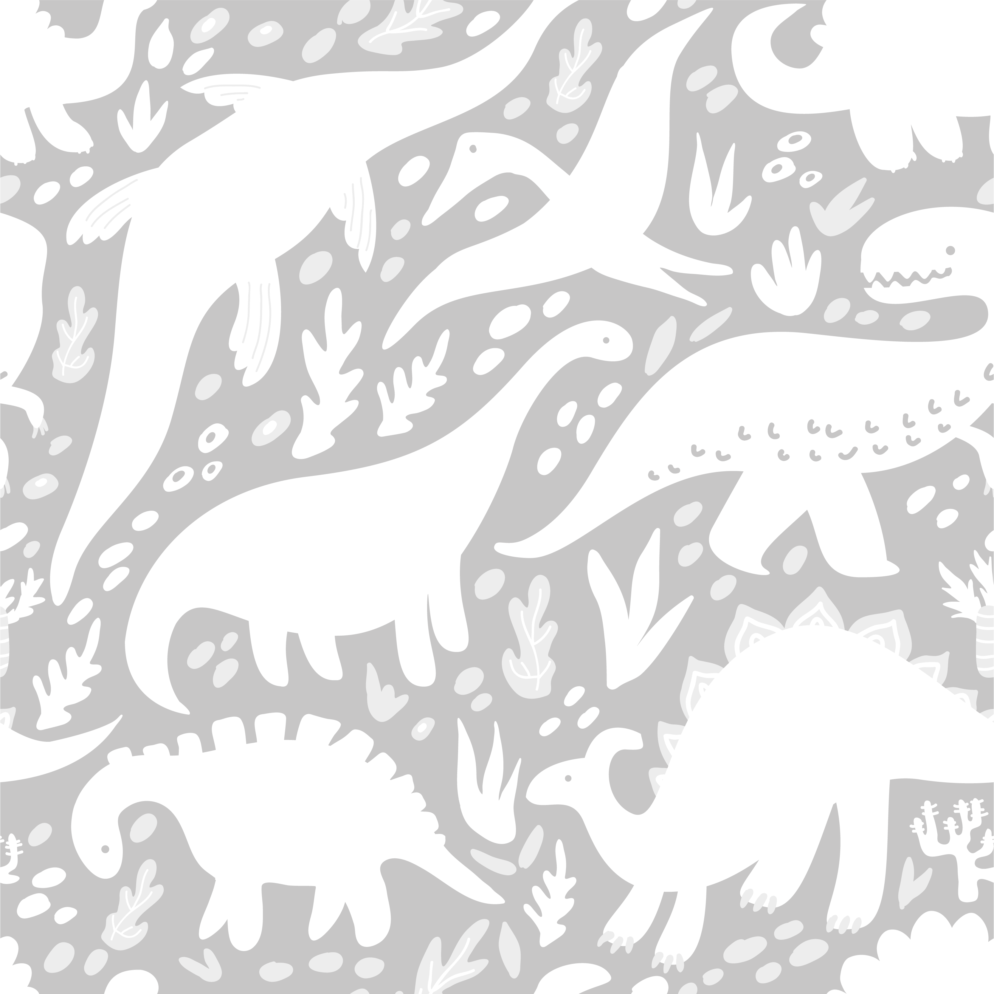 Vinylmatta sovrum dinosaurmönster vit - Tenstickers