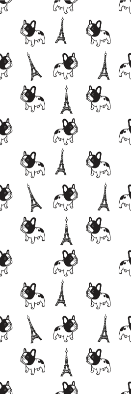 Vinylmatta sovrum fransk bulldog i paris - Tenstickers