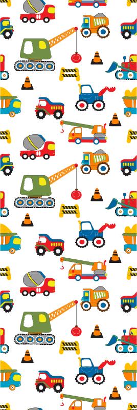 Vinylmatta sovrum söta design grävmaskiner på jobb - Tenstickers