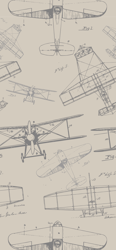 Vinylmatta sovrum vintage flygmönster - Tenstickers