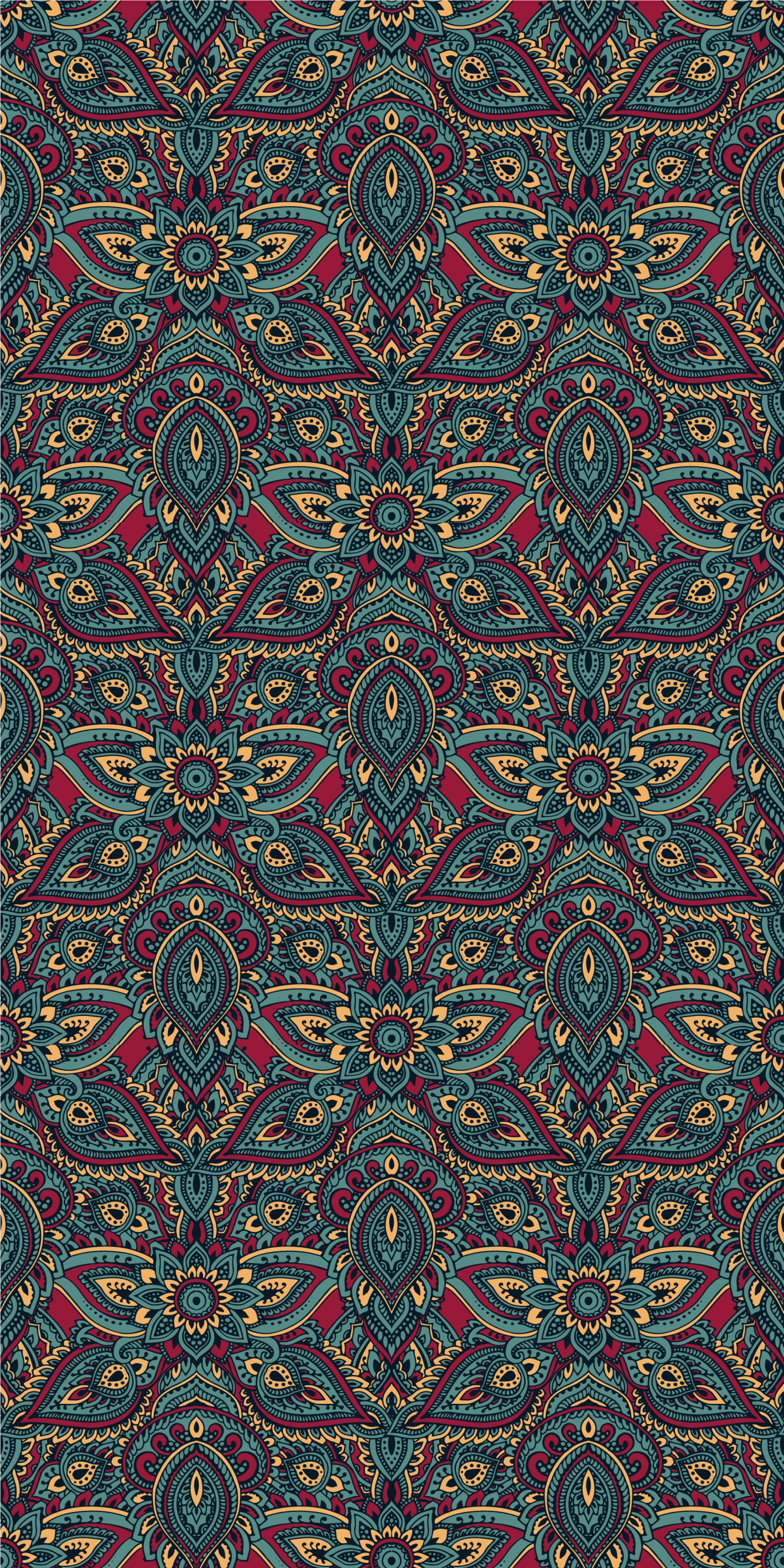 Vinylmatta sovrum röd indiansk mönster - Tenstickers