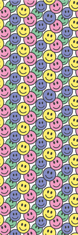 Vinylmatta sovrum färgglada pastell smiley ansikten - Tenstickers