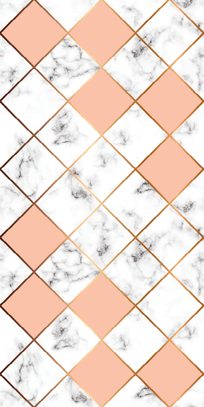 Vinylmatta sovrum geometriskt marmor mönster rosa färger - Tenstickers