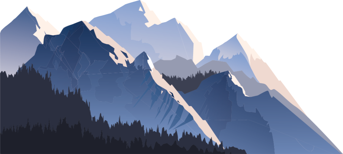 Vinylmatta natur grå skog fjell och sol - Tenstickers