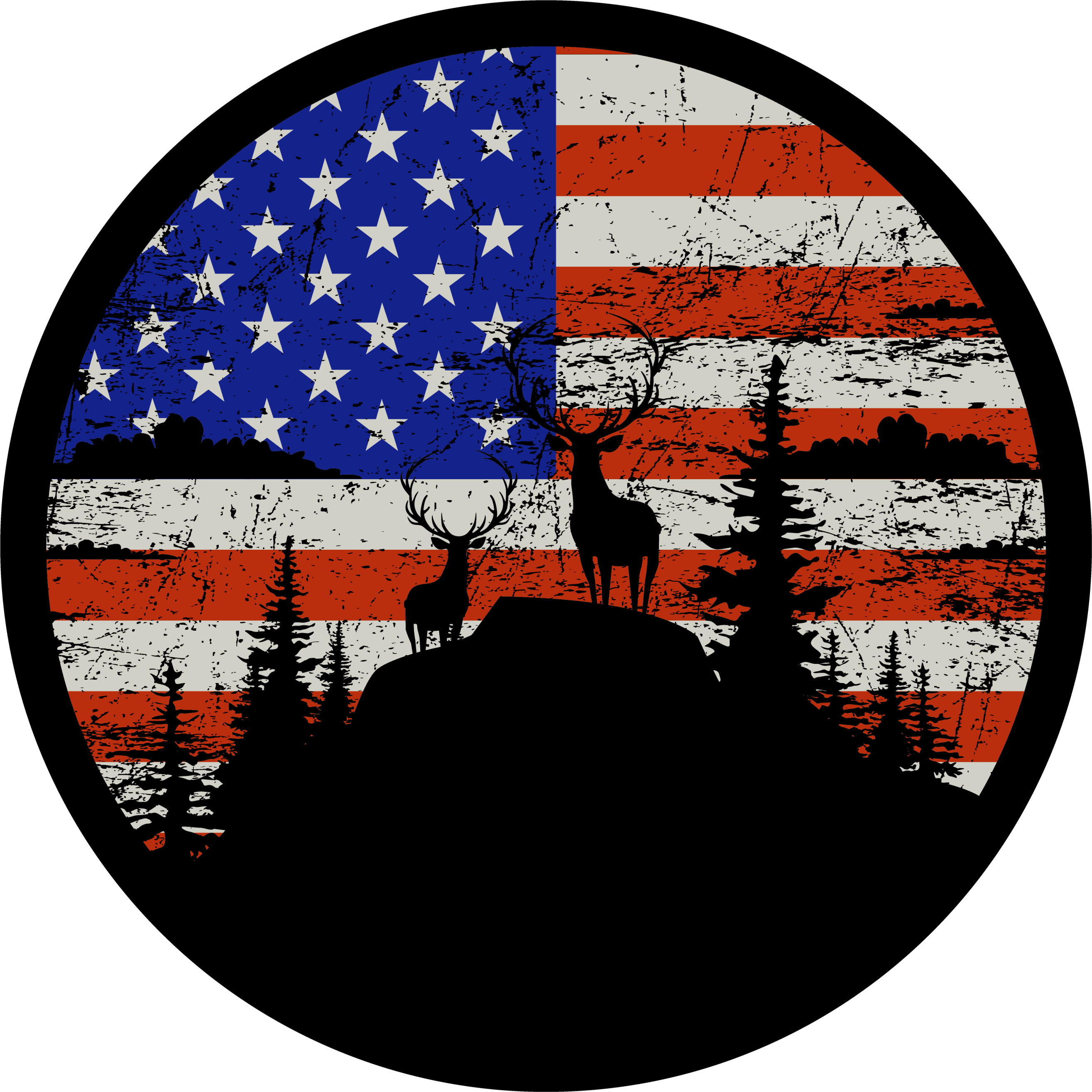 Vinylmatta natur amerikansk flagga bergsilhuett - Tenstickers