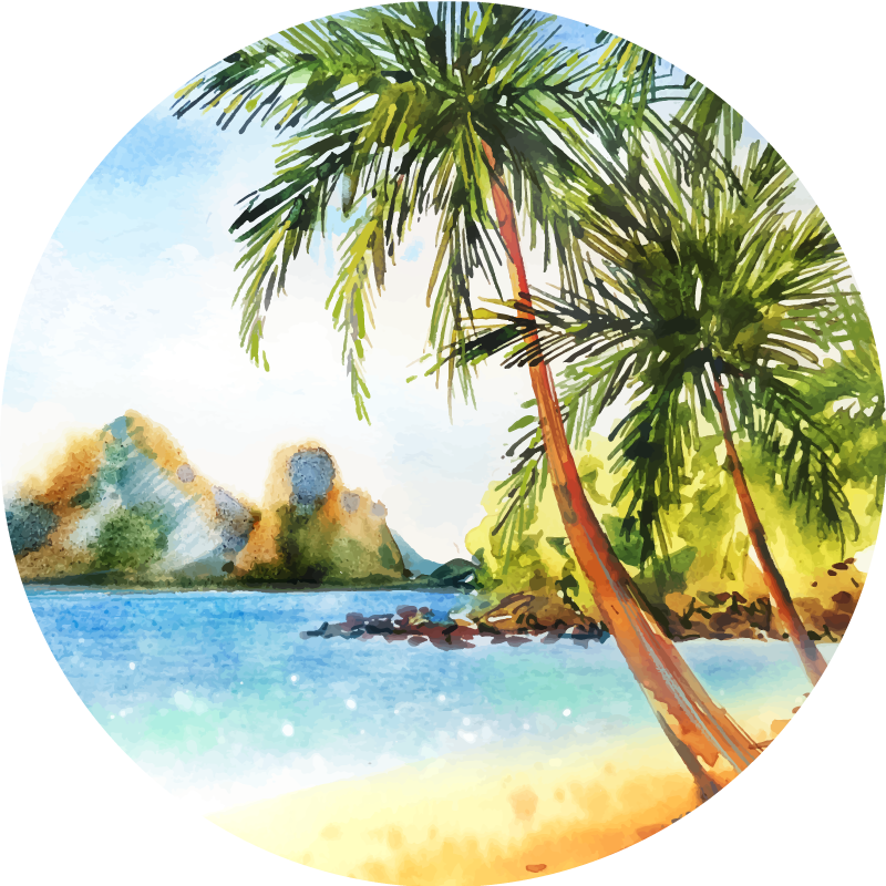 Vinylmatta natur tropisk palmkust - Tenstickers