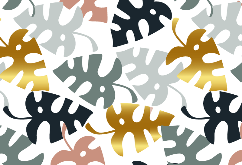 Vinylmatta natur med gyllene och flerfärgade blad - Tenstickers