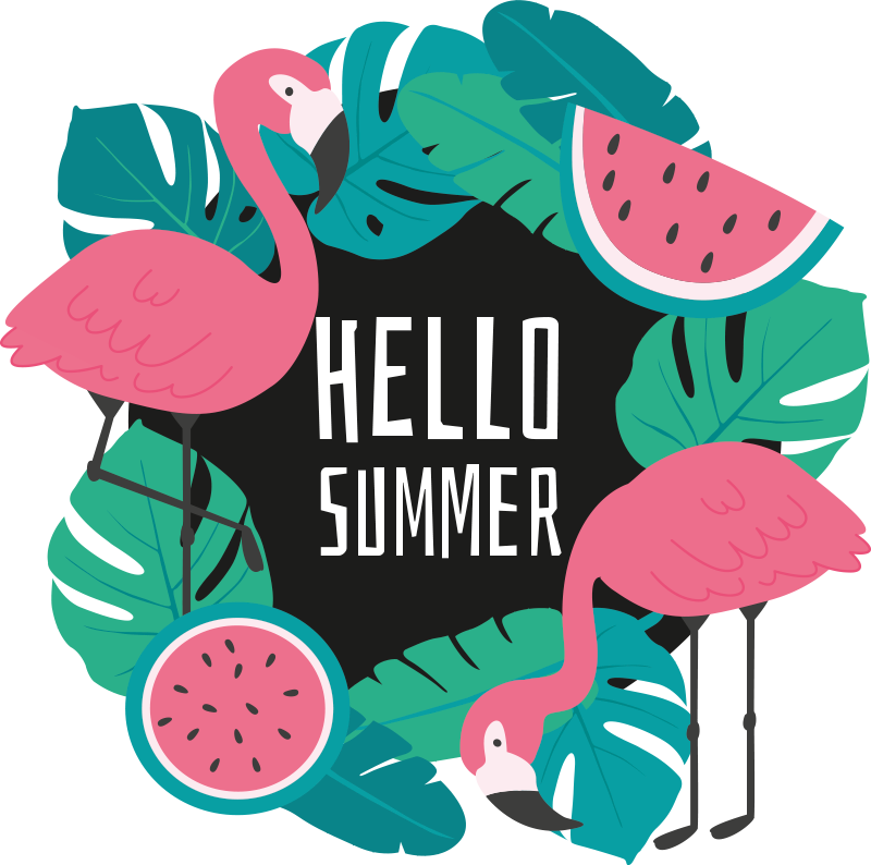 Vinylmatta natur med tropisk flamingodesign - Tenstickers