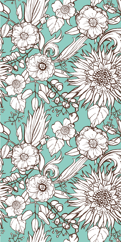 Vinylmatta natur med blommönster - Tenstickers