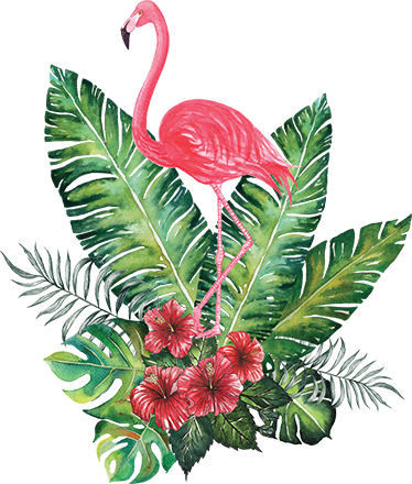 Vinylmatta blommor och växter stor tropisk flamingo - Tenstickers