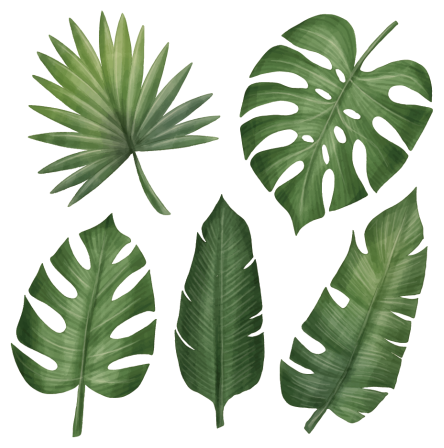 Vinylmatta blommor och växter stora gröna blad - Tenstickers