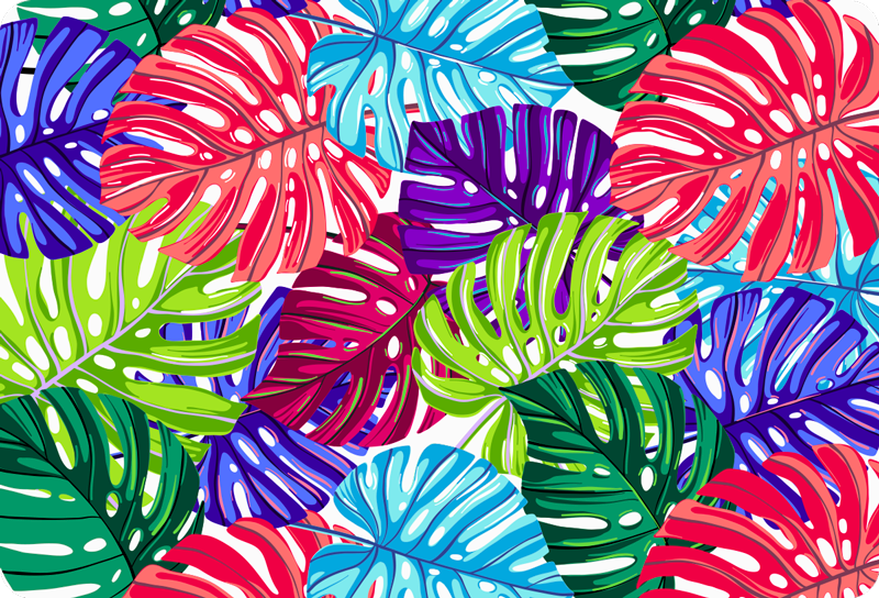 Vinylmatta blommor och växter monstera tropisk - Tenstickers