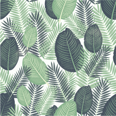 Vinylmatta blommor och växter gröna djungelblad - Tenstickers