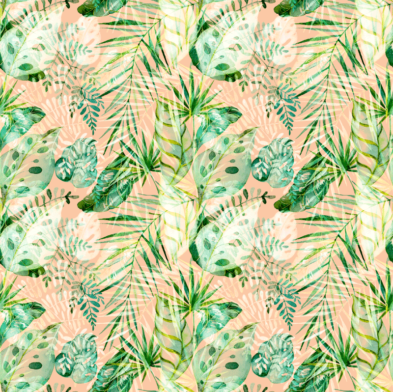 Vinylmatta blommor och växter rosa blommor och blad - Tenstickers