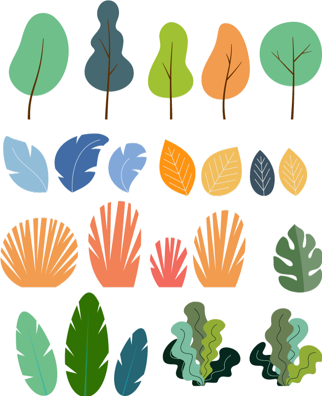 Vinylmatta blommor och växter tropiska bladpaket - Tenstickers